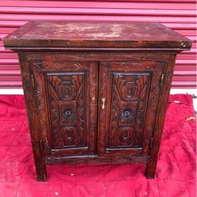 Small Carved Wood Cabinet