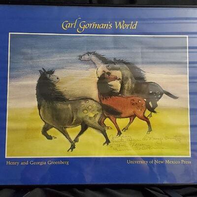 Carl Gorman's World Poster Print - Signed by Gorman and inscribed: Greetings from Navajo Country to  Tom Larsen, From Carl Gorman 24 x 18...