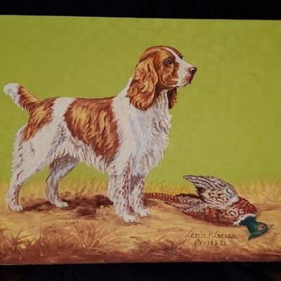 Oil on Canvas Spaniel Dog with Pheasant Larsen