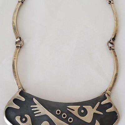 Rare LOS CASTILLO Mexico Necklace 1940s STERLING 65 grams W Design #108 