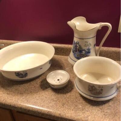 Asian Water Pitcher and Bowl