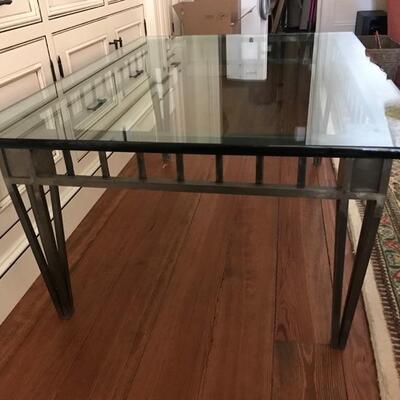 Welded steel and glass coffee table $495
42 X 30 X 18