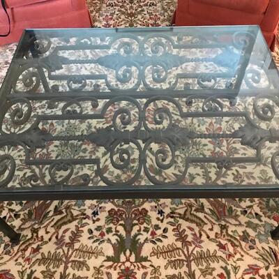 Antique wrought iron gate custom made into a coffee table $595
46 X 36 X 18