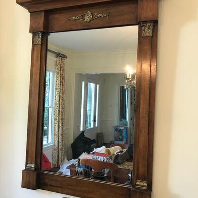Antique walnut empire mirror with brass accent $325
43 1/2 X 29 1/2