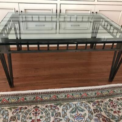 Welded steel and glass coffee table $495
42 X 30 X 18