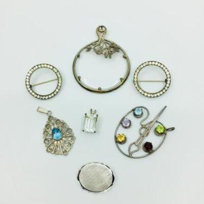 Lot 062-JT2: Sterling Pins and Pendants 
