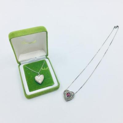 Lot 066-JT2: Sterling Heart Necklaces 
