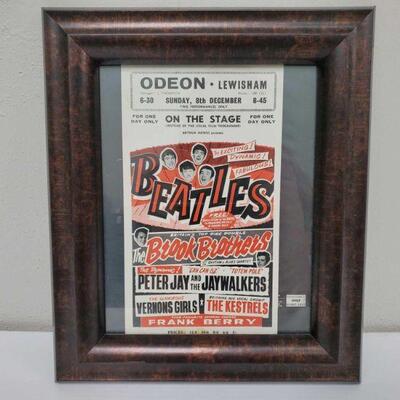 1040	

Framed The Beatles Concert Handbill from the Lewisham Odeon on 8th December 1963
Measures approx 13.5