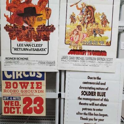1174	

3 Vintage Western Movie Posters And Vintage Circus Ad Poster
Includes Return Of Sabata And Journey To Shiloh