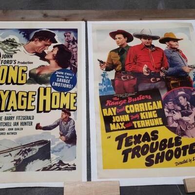 1502	

2 Vintage Linen Backed Posters, Including John Wayne
The Long Voyage Home And Texas Trouble Shooters. Both Measure Approx:...