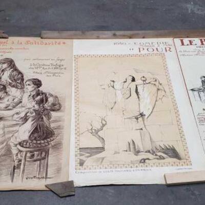 1508	

3 French World War 1 Linen Backed Posters, WW1
Ranging In Size From: 39