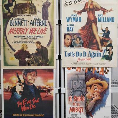 1192	

4 Vintage Movie Posters
Includes The Evil That Men Do, El Signo Oe La Muerte, Lets Do It Again, And Merrily We Live