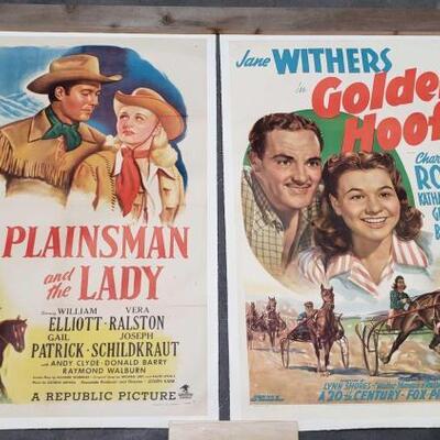 1500	

Vintage Plainsman And The Lady And Golden Hoofs Linen Backed Posters
Posters Measure Approx: 42
