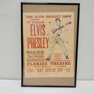 1044	

Framed Elvis Presley Show Flyer from Florida Theater August 10-11 1956
Frame is approx 18.5