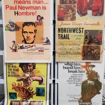 1154	

4 Vintage Western Movie Posters
Includes Hombre, The Ugly Ones, A Stranger In Town, And Northwest Trail