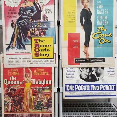 1196	

4 Vintage Movie Posters
Includes One Potato, Two Potato, The Come On , The Queen Of Babylon, And The Monte Carlo Story...