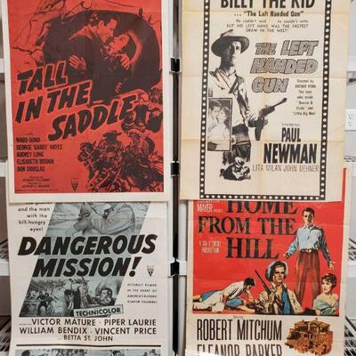 1150	

4 Vintage Western Movie Posters
Includes Tall In The Saddle, Dangerous Mission, The Left Handed Gun, And Home From The Hill
 	 