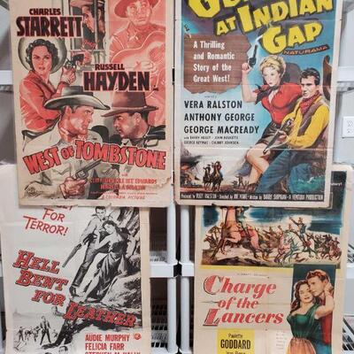 1146	

4 Vintage Western Movie Posters
Includes West Of Tombstone, Gunfire Of Indian Gap, Hell Bent For Leather, And Charge Of The Lancers