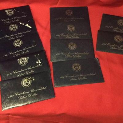 Eisenhower Uncirculated Silver Dollars 1971-1974