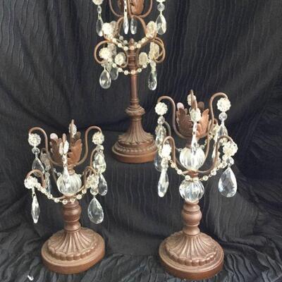 Three Metal Candelabras