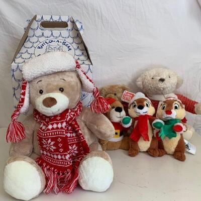 Build a Bear Christmas themed bear and other Holiday friends. 