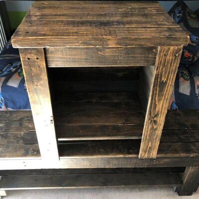 Rustic Handmade bench and nightstand.