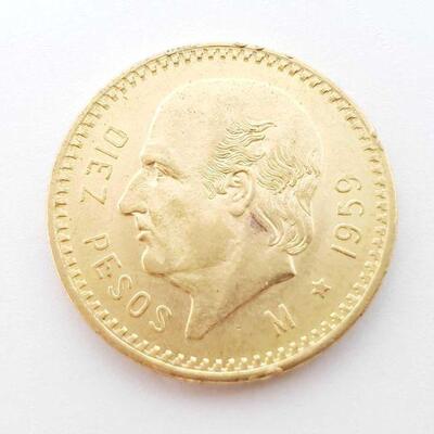 1502	

Mexico 10 Peso Gold Coin, 90% Gold, 8.3g
Mexico 10 Peso Gold Coin, 90% Gold, 8.3g