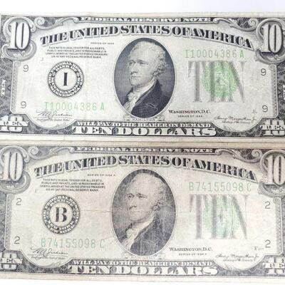 1550	

2 1934 10 Dollar Bills
Series Of 1934 And 1934 A