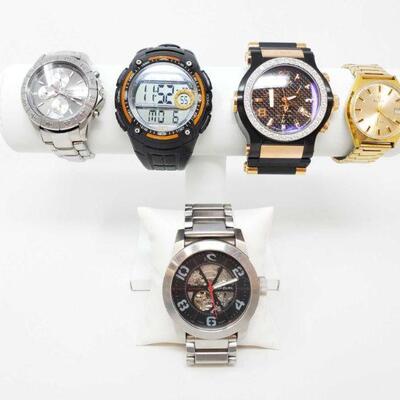 1232	

5 Watches
Brands Include Elgin, Fossil, Ripcurl, Renato, And Ozark,