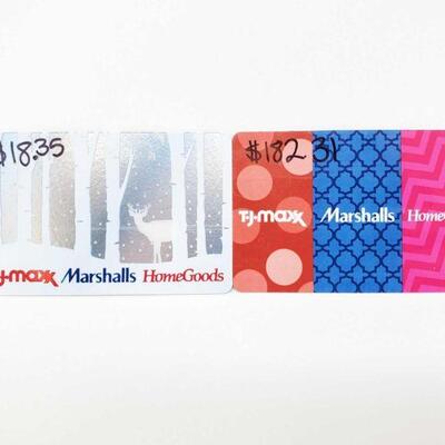 1626	

2 TJ-Maxx/Marshalls/HomeGoods Giftcards
$200.66