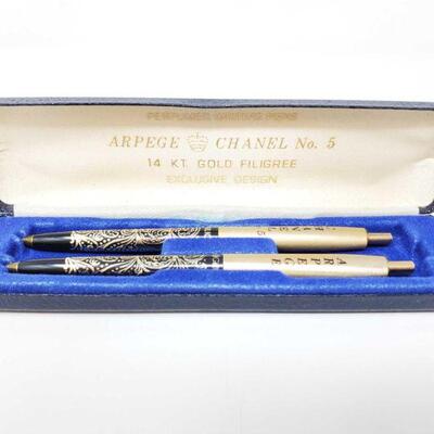 1094	

Vintage Arpege Chanel No.5 14k Gold Pen Set
