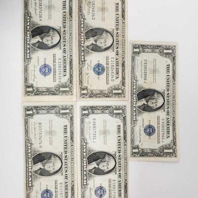 1558	

5 Blue Seal Dollar Bills
2 Series Of 1935 E, 1935 B, 1935 F, And 1935 G
