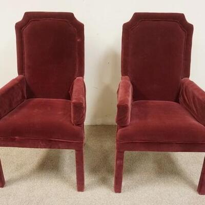 1016	PAIR OF BURGUNDY UPHOLSTERED ARM CHAIRS
