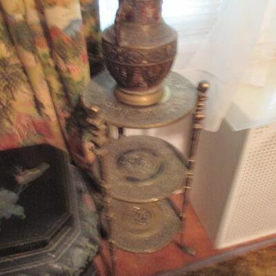 Brass Accent Shelve & Brass & Copper Vase  