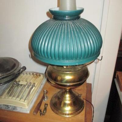 Antique Brass Rayo Oil Lamp Electrified  