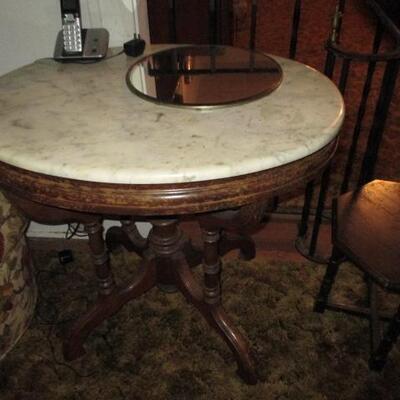 Marble Top Antique Victorian Table  