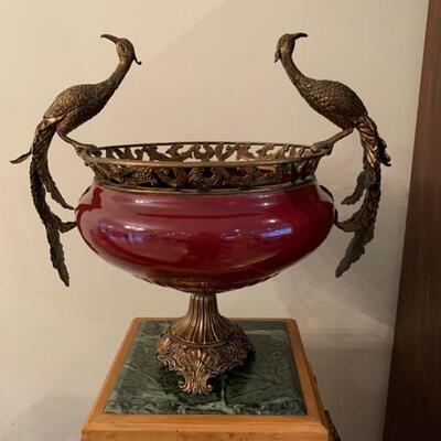 #7--mounted urn with peacocks, 16