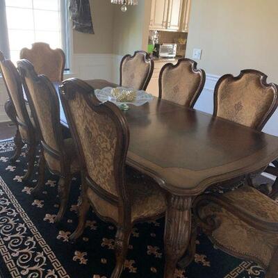 BERNHARDT DINING TABLE WITH LEAVES AND 8 CHAIRS BUY IT NOW $1000