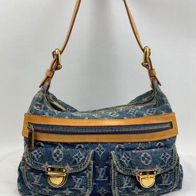 This Louis Vuitton Denim bag  is available for purchase at https://scavengersparadiseestatesales.com    