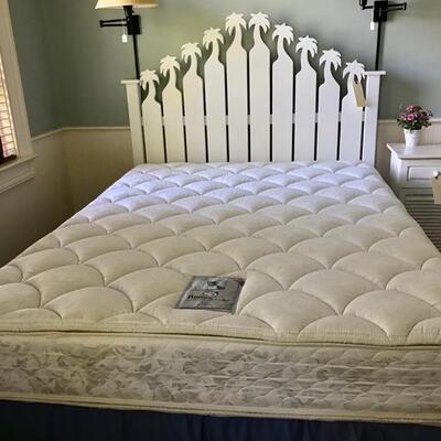 Queen palm tree bed with Sealy Posturpedic mattress and boxspring $695