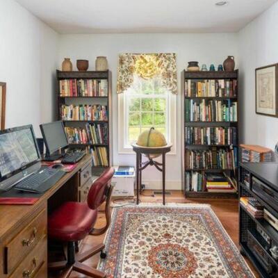 Office Desk, Chair and Bookshelves