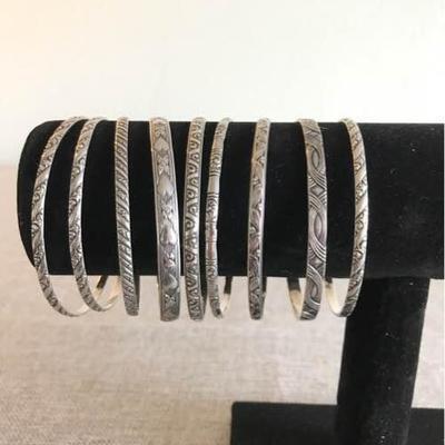 9 Silver Bracelets/Bangles