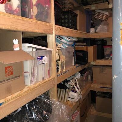 Shelving full of Holiday Ornaments