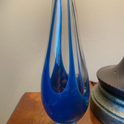 Vicke Lindstrand for Kosta blue glass footed vase