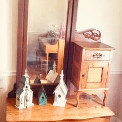 Lot 017-DR: Unique Antique Dresser and Mirror 