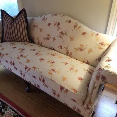 White Floral Fabric Sofa (2 available). $150 each. 68