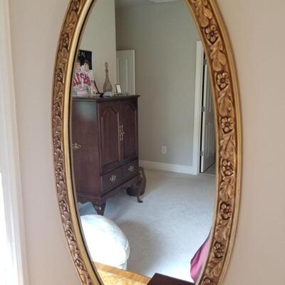 Gold Floral Oval Mirror. $50