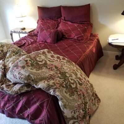 Queen mattress, box spring and bedding.  $100