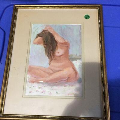https://www.ebay.com/itm/124432185900	LAR0058 Cane - Nude Watercolor Framed Art Pickup Only ( 13.25