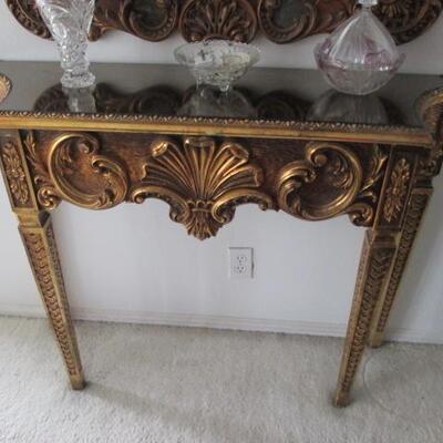 BEAUTIFUL GOLD GILT ENTRY TABLE & MATCHING MIRROR 